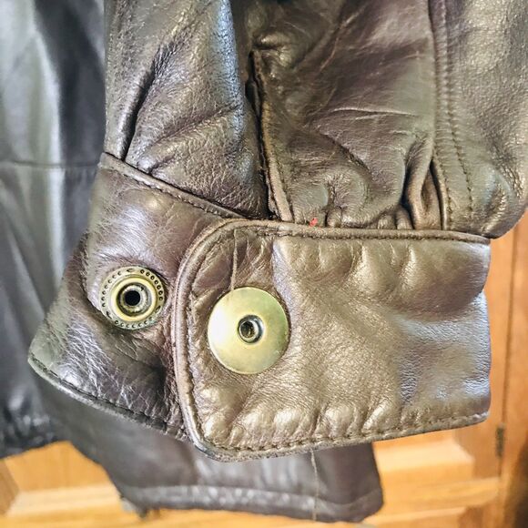 Vintage 90s Jacqueline Ferrar Soft Leather Coat Women's Large Brown Hooded Zip - Picture 11 of 13